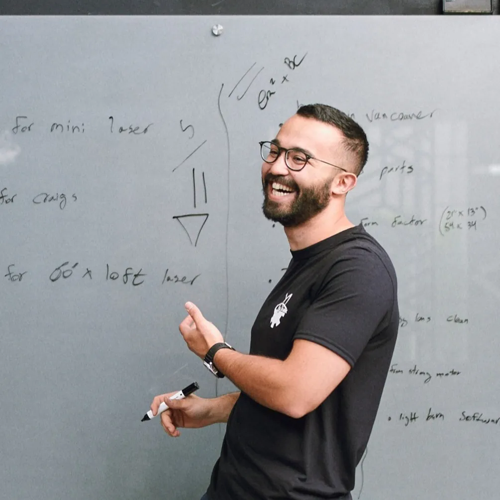 Yousef Saheb Javaher at the whiteboard