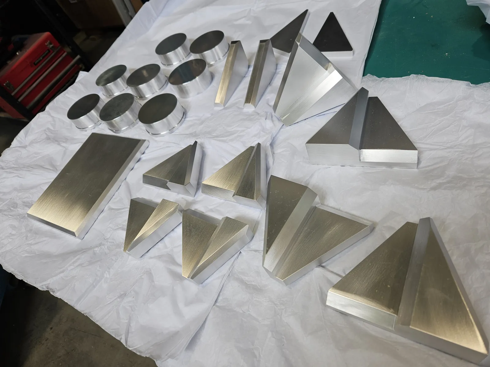 Polished machined aluminum triangles