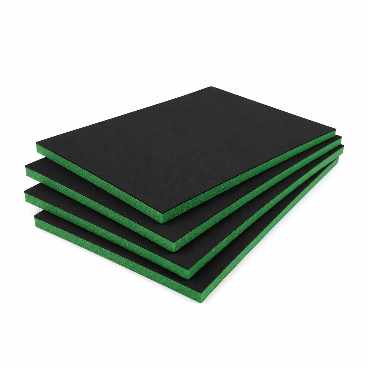 Stack of black and green two-tone EVA foam sheets