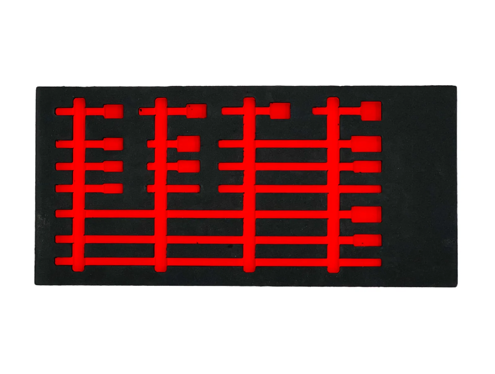Two-tone black and red EVA foam shadow board