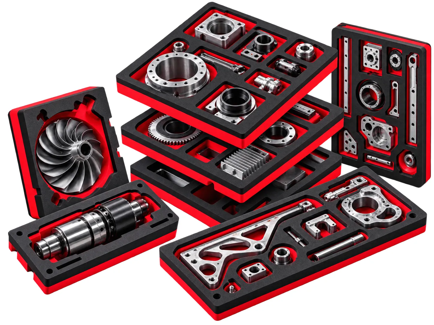 Two-tone foam inserts for machined parts