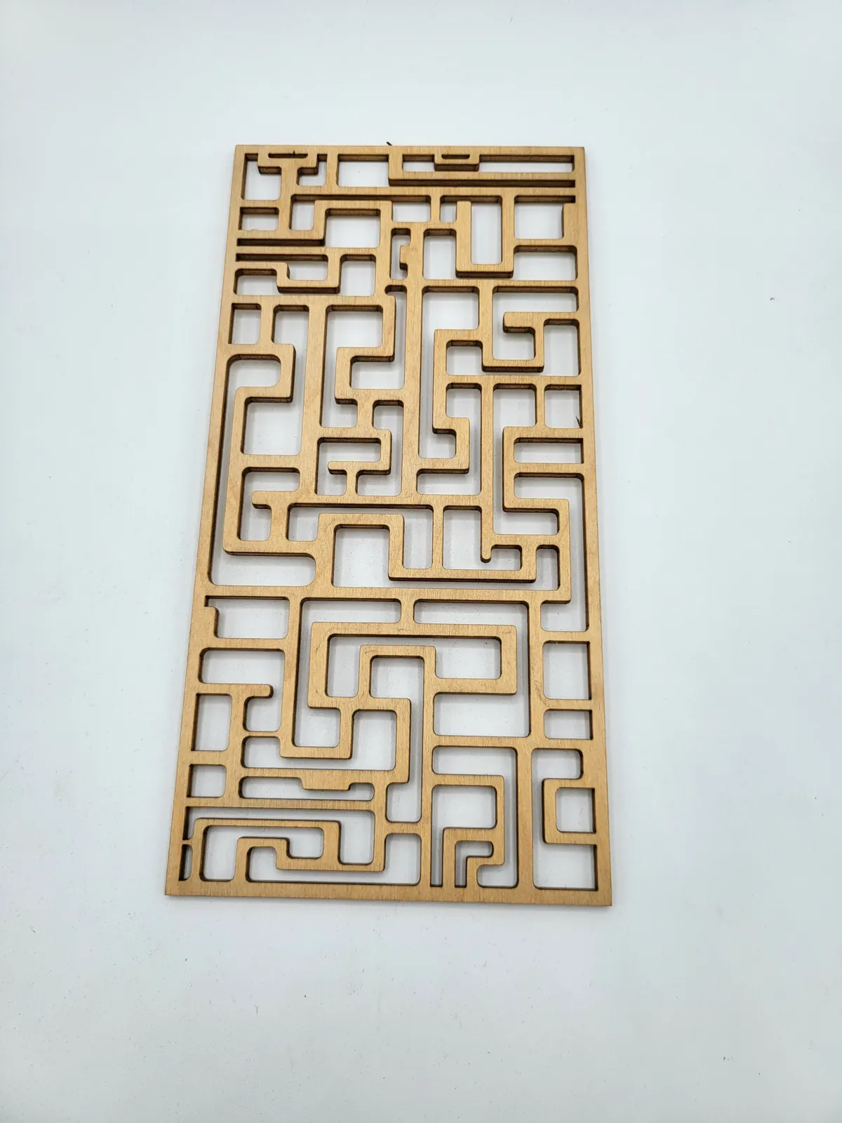 Laser-cut maze panel, laser work by Spark Fabrication in Richmond, BC