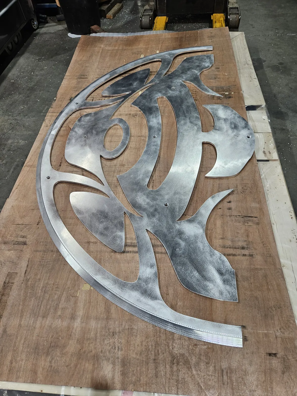 Aluminum art panel, routing work by Spark Fabrication in Richmond, BC