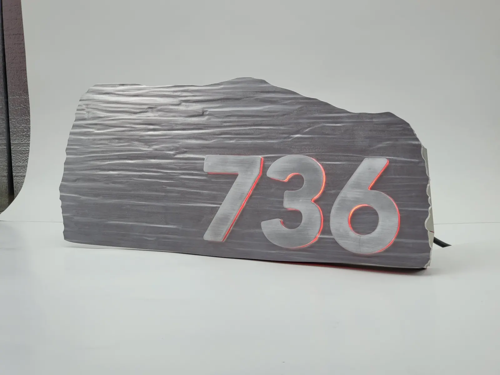 Textured aluminum house number, architectural work by Spark Fabrication in Richmond, BC