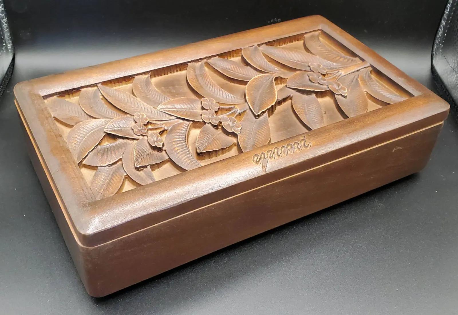 CNC carved wooden box lid