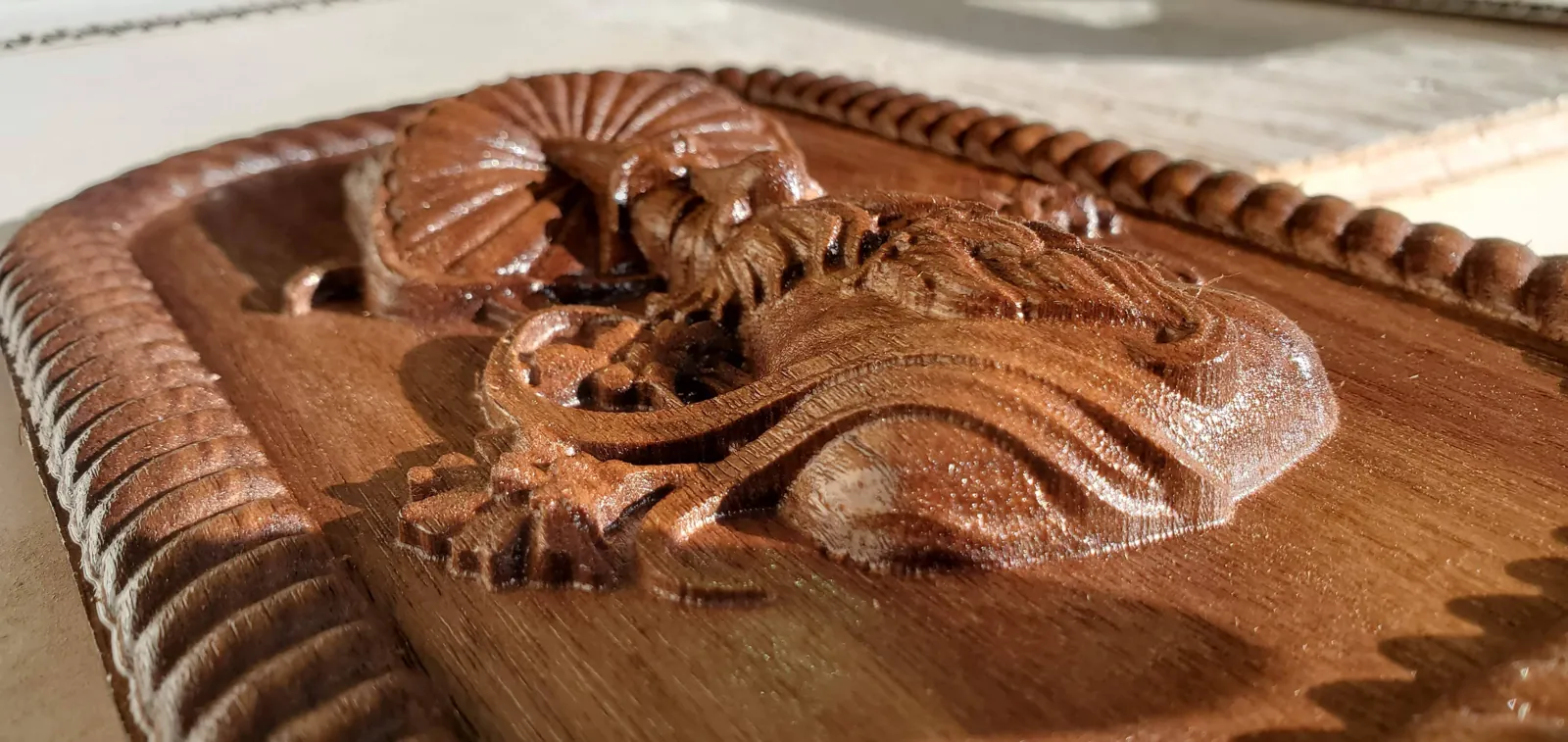 CNC router relief carving in wood