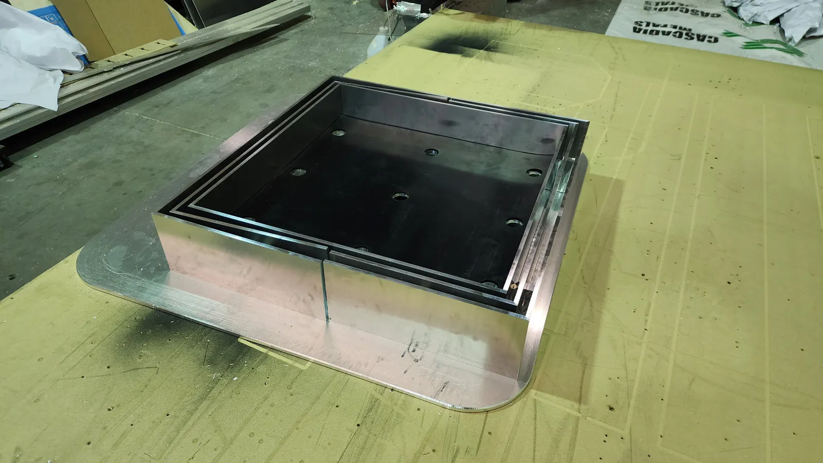 Formed sheet metal enclosure on the bench